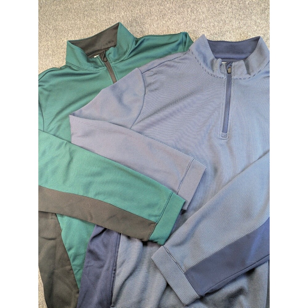 PGA Tour Mens XXL Quarter Zip Golf Pullovers 1 Blue 1 Green 2 Piece 3D Textured